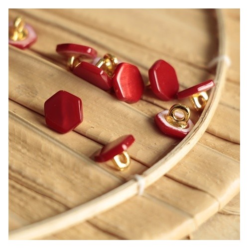 bouton janis hexagonal rouge bouton janis hexagonal rouge