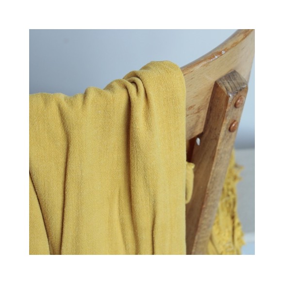 tissu lin et viscose jaune moutarde