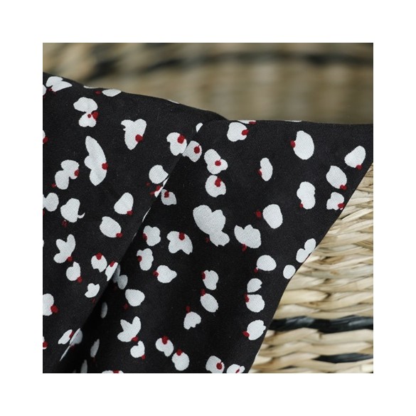 viscose imprimée fleurs noire