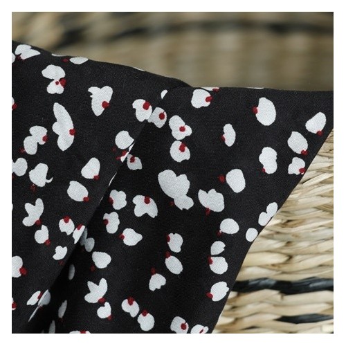 viscose imprimée fleurs noire