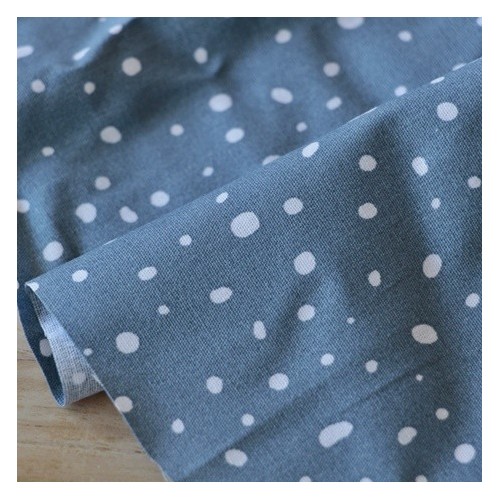 popeline coton bio pois - bleu popeline coton bio pois - bleu