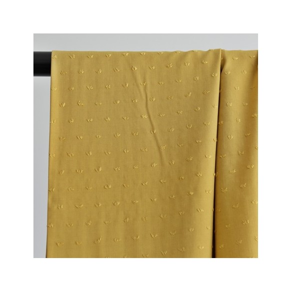 tissu viscose plumetis jaune moutarde