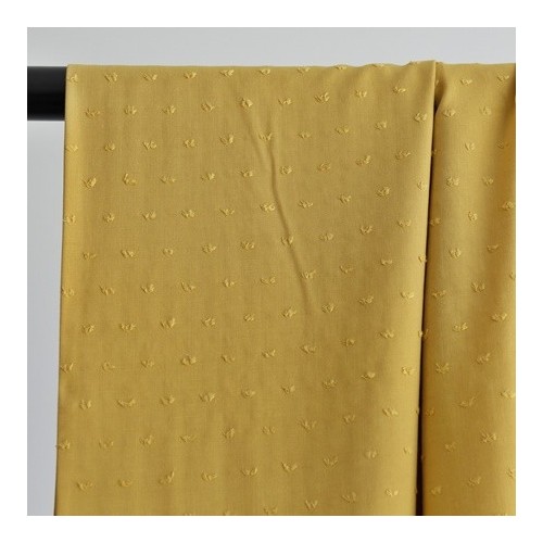 tissu viscose plumetis jaune moutarde tissu viscose plumetis jaune moutarde