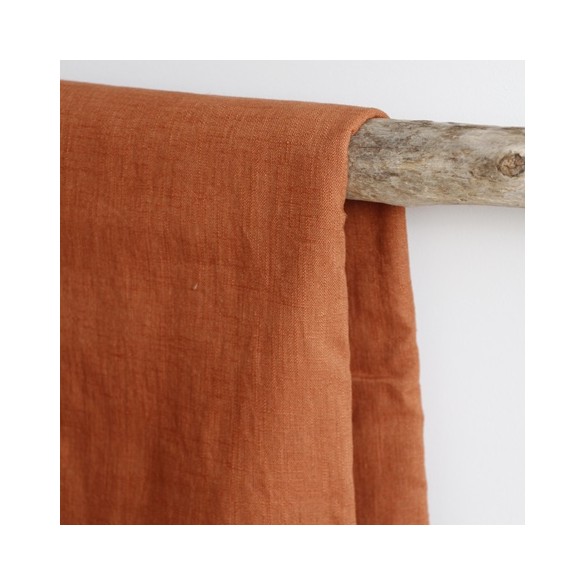 tissu pur lin caramel