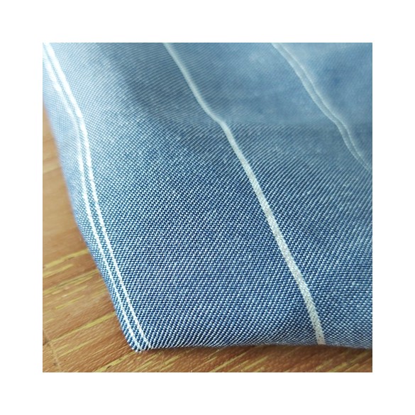 viscose denim brut rayures argent