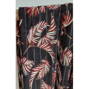 viscose imprimé feuilles fond noir