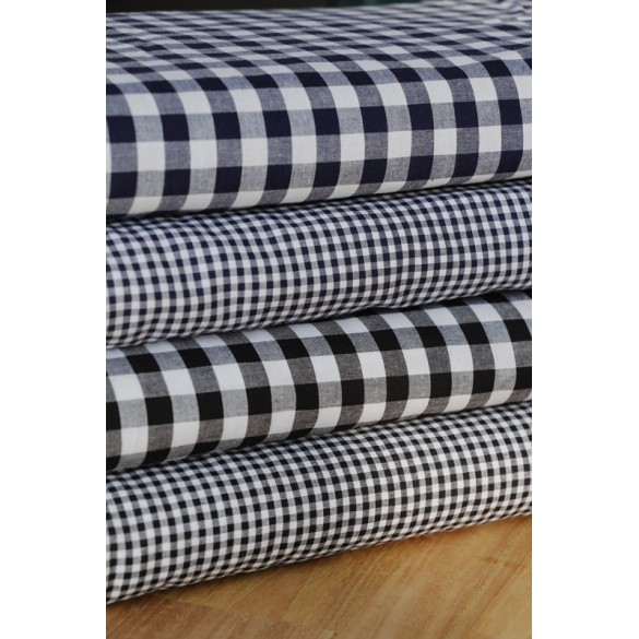 Coupons Tissu Coton Vichy Marine Et Blanc, 6 Pièces De 50x140 Cm, Pour Couture