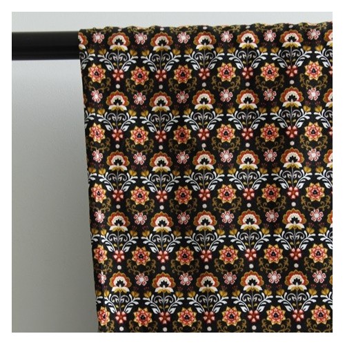 Velours Milleraies Imprime Fleurs Un Chat Sur Un Fil