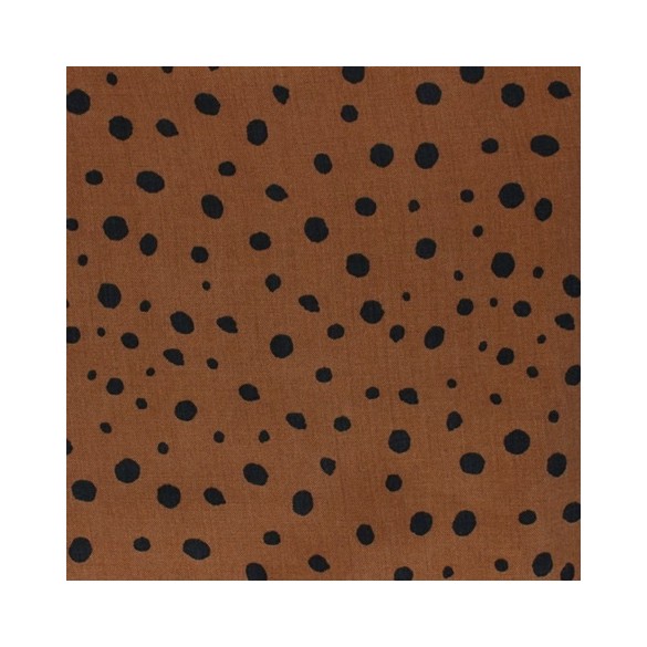 tissu tencel pois caramel