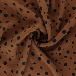 tissu tencel imprimé caramel à pois noirs