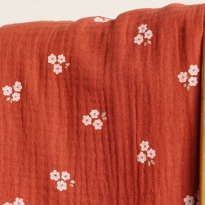 tissu double gaze sweet flower - terracotta