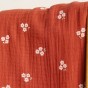 tissu double gaze sweet flower - terracotta