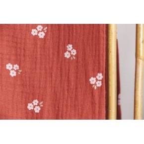 double gaze imprimée fleurs - terracotta