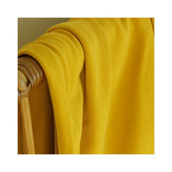 tissu molleton jaune moutarde