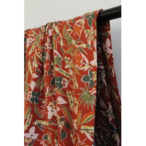 viscose imprimée fleurs - brique
