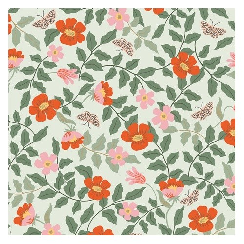Strawberry fields primrose mint rayon - Rifle paper co Strawberry fields primrose mint rayon - Rifle paper co