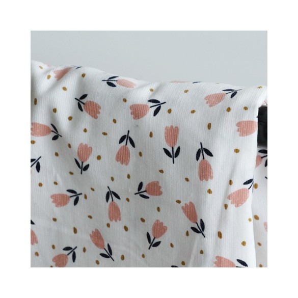 tissu velours milleraies imprimé fleurs