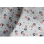 tissu velours milleraies imprimé - blanc fleurs roses