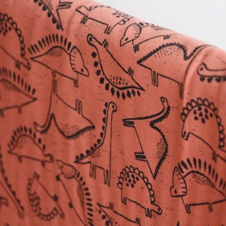 jersey coton chiné brique imprimé  dinosaure
