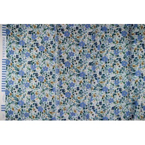 tissu coton wild rose blue metallic - rifle paper co