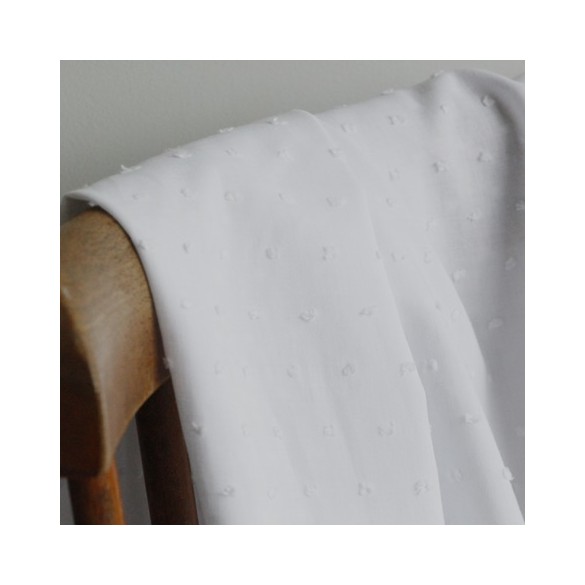 coton plumetis blanc