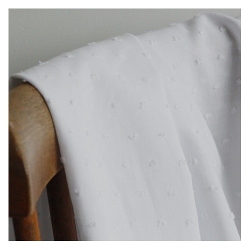 coton plumetis blanc