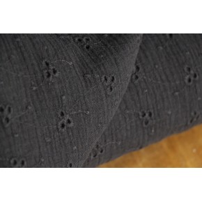 tissu double gaze noir petites fleurs
