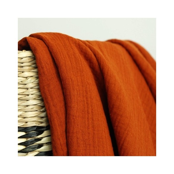 Double gaze en coton bio - rust