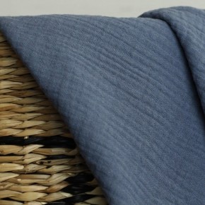 Double gaze en coton bio - bleu