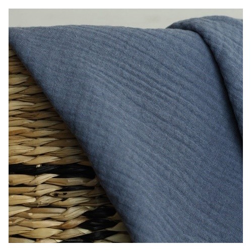 Double gaze en coton bio - bleu Double gaze en coton bio - bleu