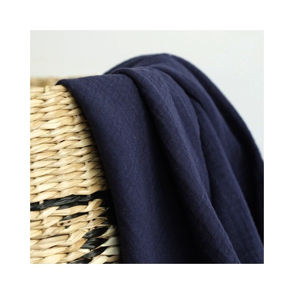 Double gaze en coton bio - marine