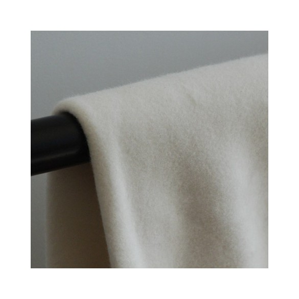 Tissu polaire en coton bio - Ecru