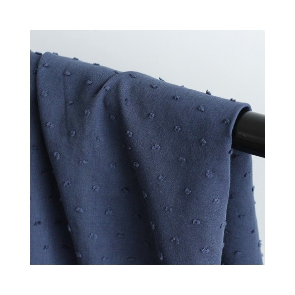 Coton Plumetis marine