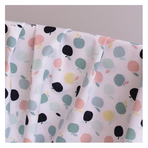 Popeline coton bio - Apples marine Popeline coton bio - Apples marine