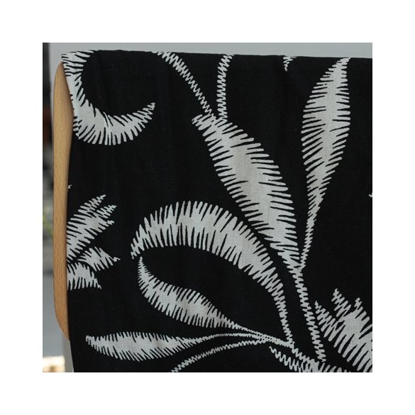 Lin et Viscose -  palmiers noir
