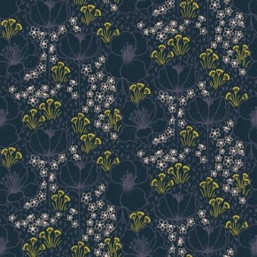 Megna Navy Fabric - Cotton and steel