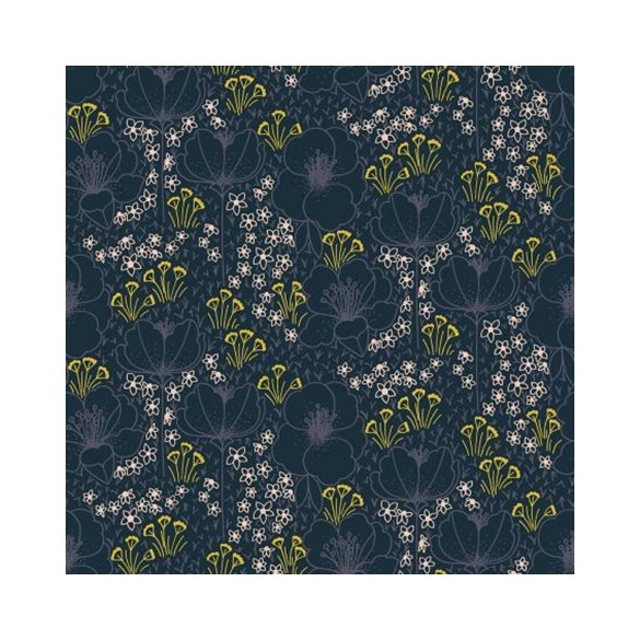 Megna Navy Fabric - Cotton and steel