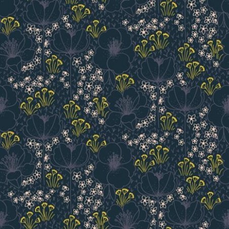 Megna Navy Fabric - Cotton and steel