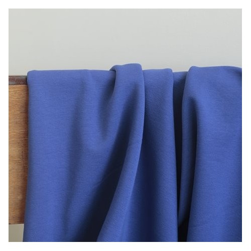Tissu sweat fin bleu - Un chat sur un fil