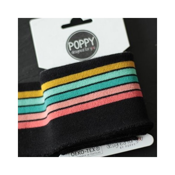 Bord-côte Poppy - noir rayures multico