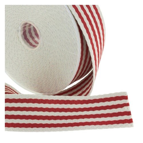 Sangle rayée rouge et écru 38mm Sangle rayée rouge et écru 38mm