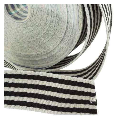 Sangle rayée 38mm - écru et noir Sangle rayée 38mm - écru et noir
