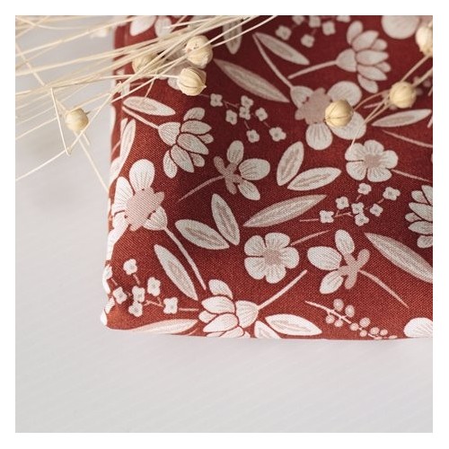 Tissu viscose - Fleurs Indiennes sienne Tissu viscose - Fleurs Indiennes sienne