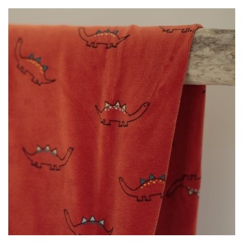 Velours pyjama dinosaures - orange