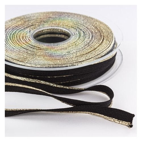 Passepoil 10 mm noir/lurex doré Passepoil 10 mm noir/lurex doré