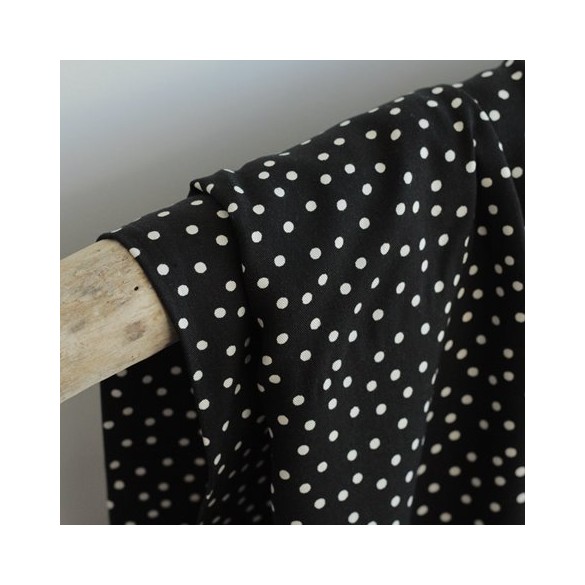 Tissu twill de viscose - small dots black