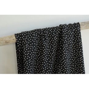 twill de viscose noir à pois blancs