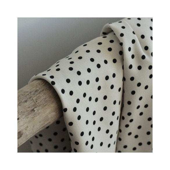 Tissu twill de viscose - small dots ecru
