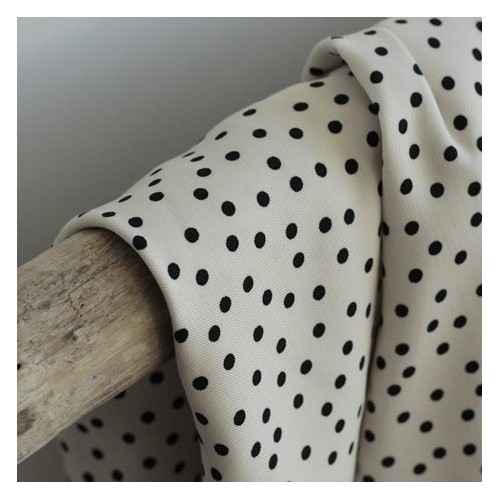 Tissu twill de viscose - small dots ecru Tissu twill de viscose - small dots ecru