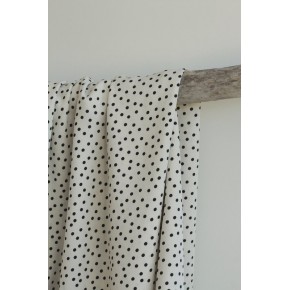 twill de viscose écru à pois noirs